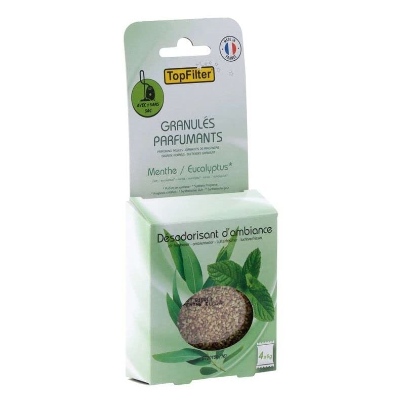 foto del prodotto top filter 0720150 sacchetti di granuli profumati per aspirapolvere, aroma menta eucalipto, verde
