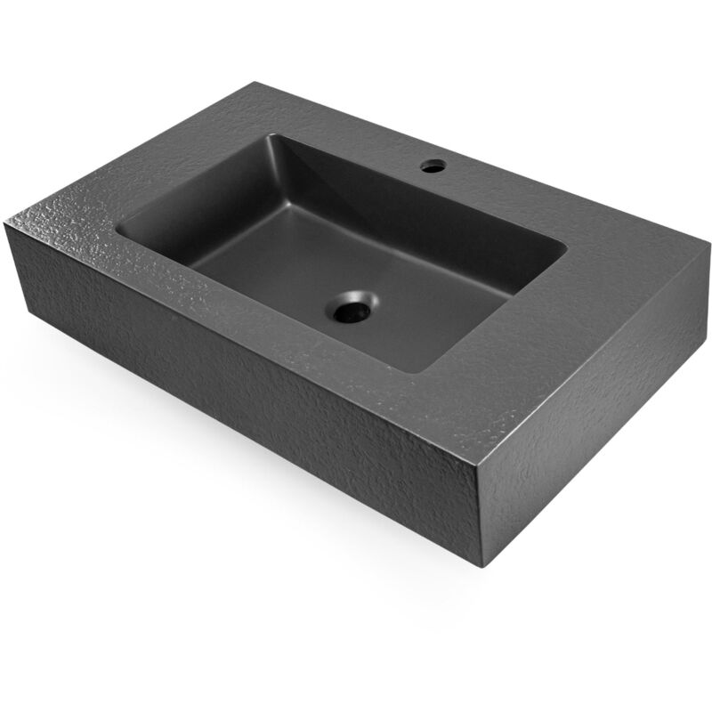 foto del prodotto top lavabo sospeso in materiale marmo resina finitura asfalto misure 60x46x15 cm tinta antracite confezione 1 ogomondo