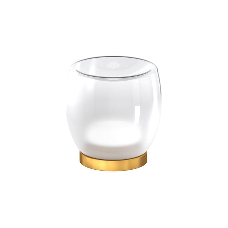 foto del prodotto top light abatjour contemporaneo drum metallo oro vetro bianco 1 luce led 6w calda