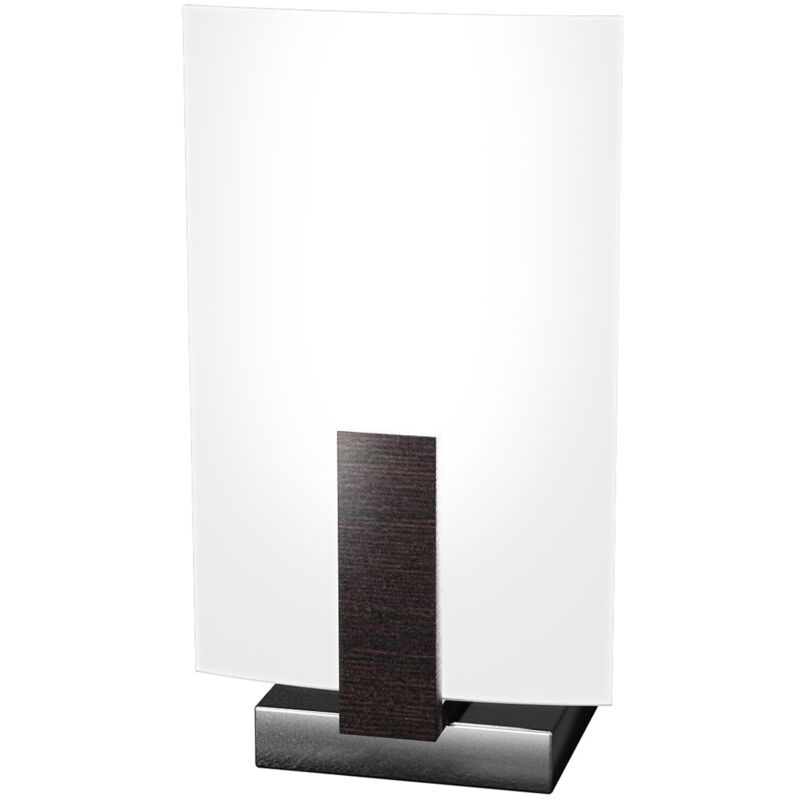 foto del prodotto top-light - abatjour contemporaneo wood metallo nerowengè vetro bianco 1 luce e27