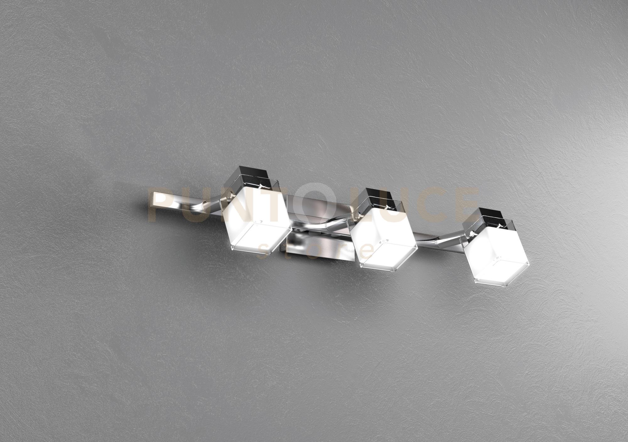 foto del prodotto top light applique contemporanea dice metallo cromo vetro trasparente satinato 3 luci g9