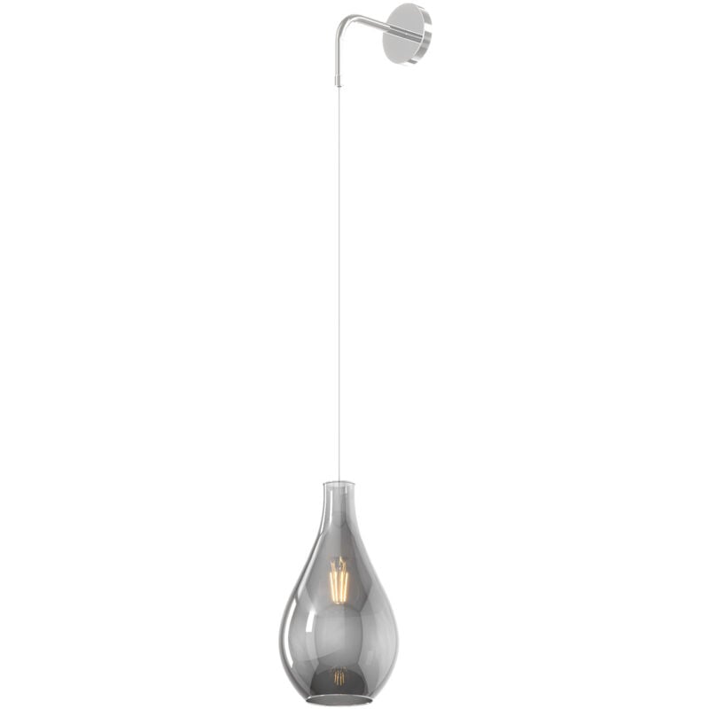 foto del prodotto top light applique contemporanea drop 2.0 metallo cromo vetro fum 1 luce e27