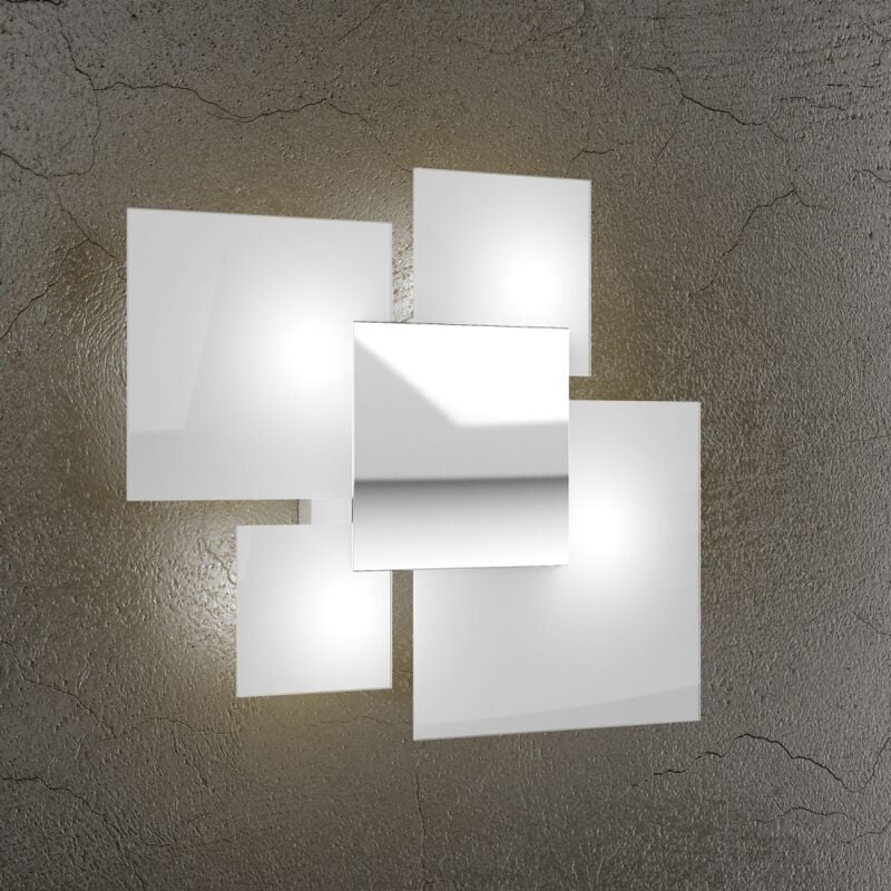 foto del prodotto top light applique contemporanea shadow metallo e vetro bianco 4 luci e27 46cm