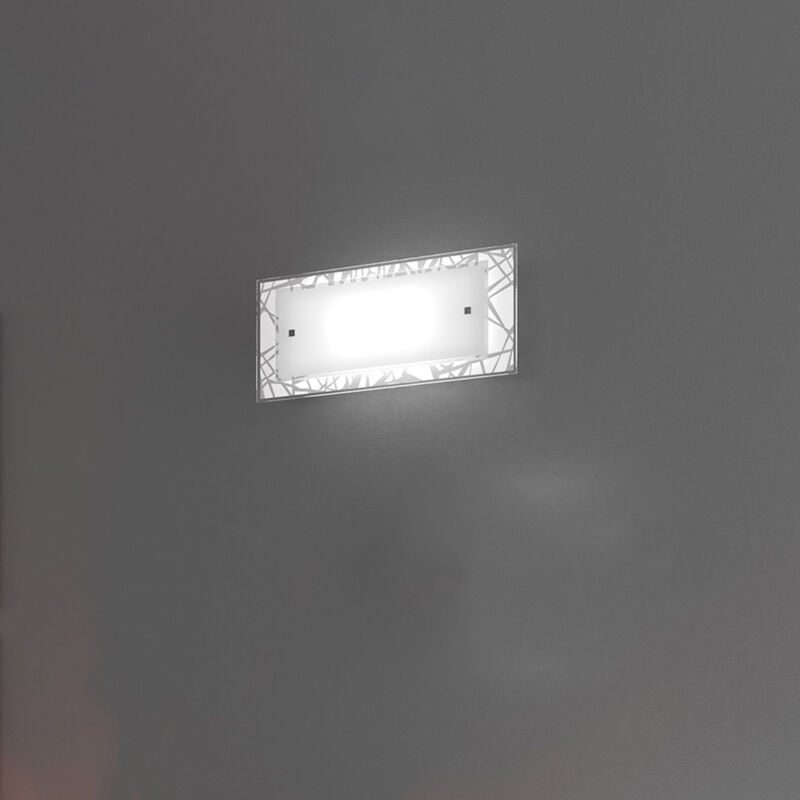 foto del prodotto top light applique contemporanea stripes metallo bianco vetro serigrafato 2 luci e27 46cm