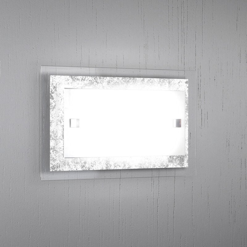foto del prodotto top light applique moderna tray metallo bianco vetro foglia argento 1 luce e27