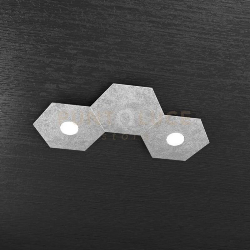 foto del prodotto top light hexagon applique plafoniera 2 luci 1 decorativo foglia argento 1142 2l1d fa