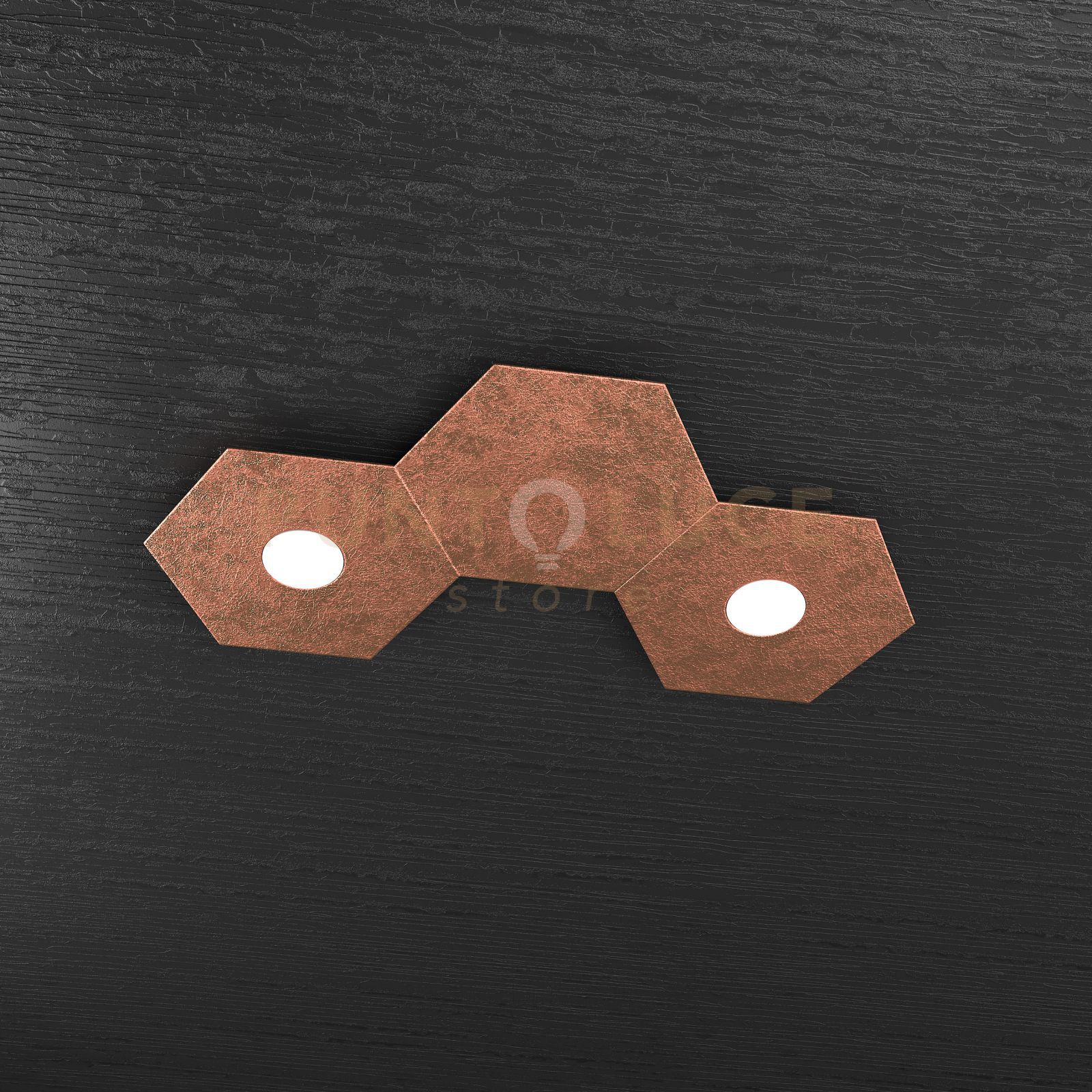 foto del prodotto top light hexagon applique plafoniera 2 luci 1 decorativo foglia rame 1142 2l1d fr