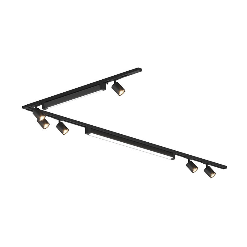 foto del prodotto top light kit binario moderno mono mix metallo nero 8 luci led gu10 68w calda