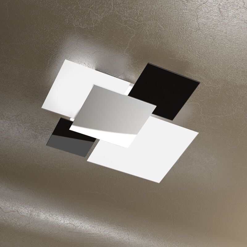 foto del prodotto top light lampada da soffitto moderna 1088 70 ne vetri bianchi e neri 4xe27