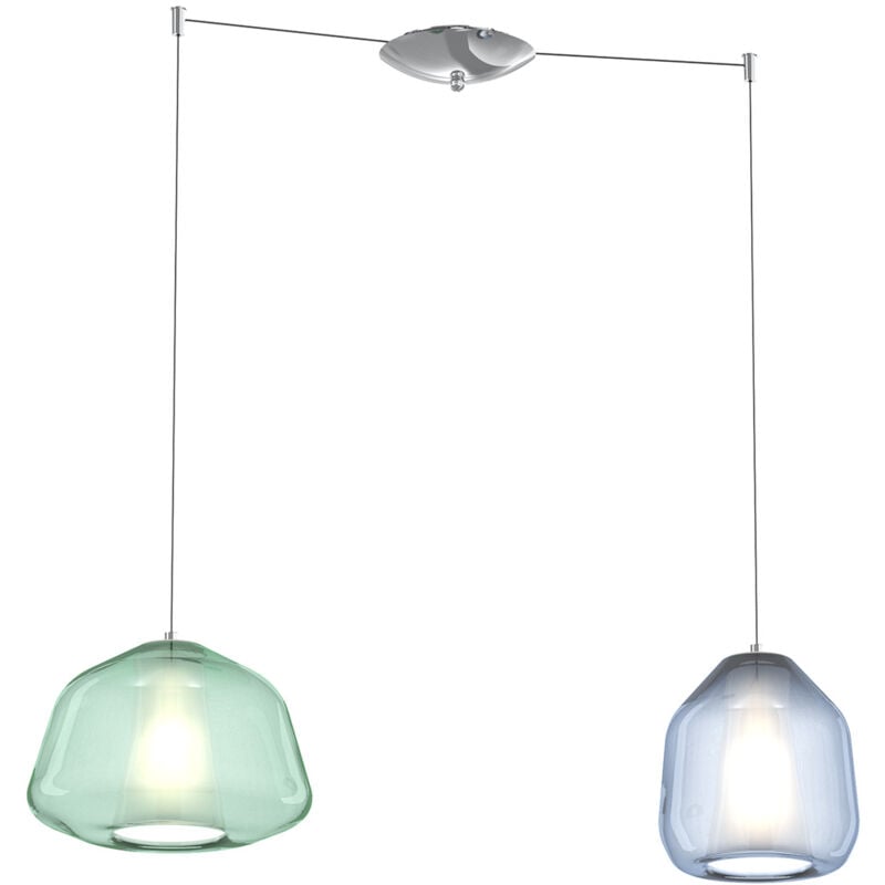 foto del prodotto top-light - lampadario contemp double skin metallo cromo vetro ab multicolor 2 luci e27