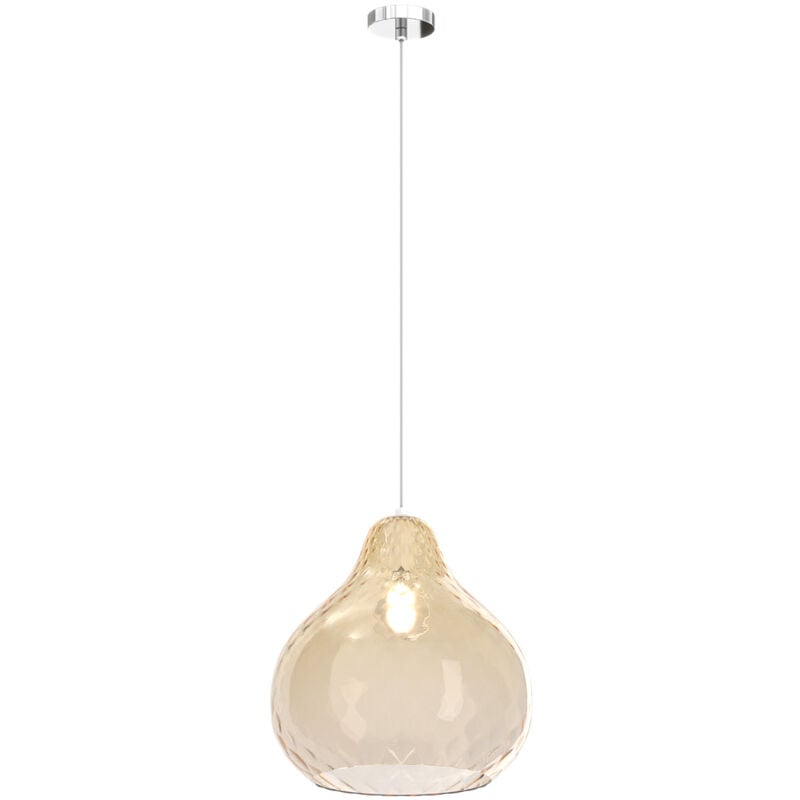 foto del prodotto top-light - lampadario contemporaneo dress metallo cromo vetro grande ambra 1 luce e27