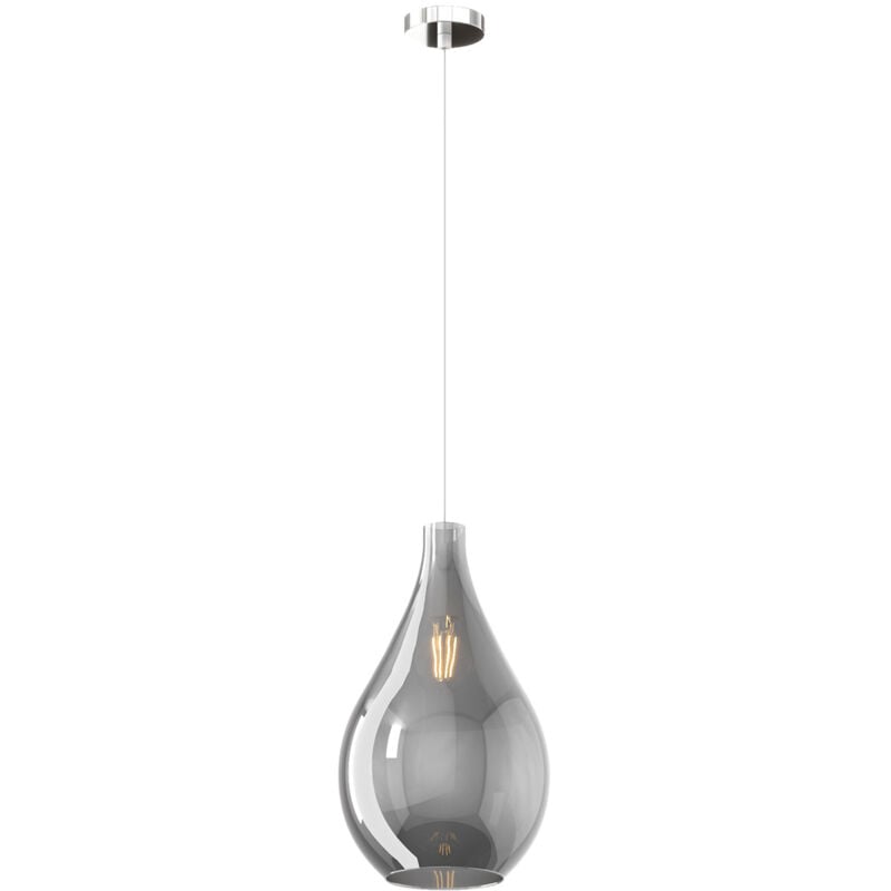 foto del prodotto top light lampadario contemporaneo drop 2.0 metallo cromo vetro medio fum 1 luce e27