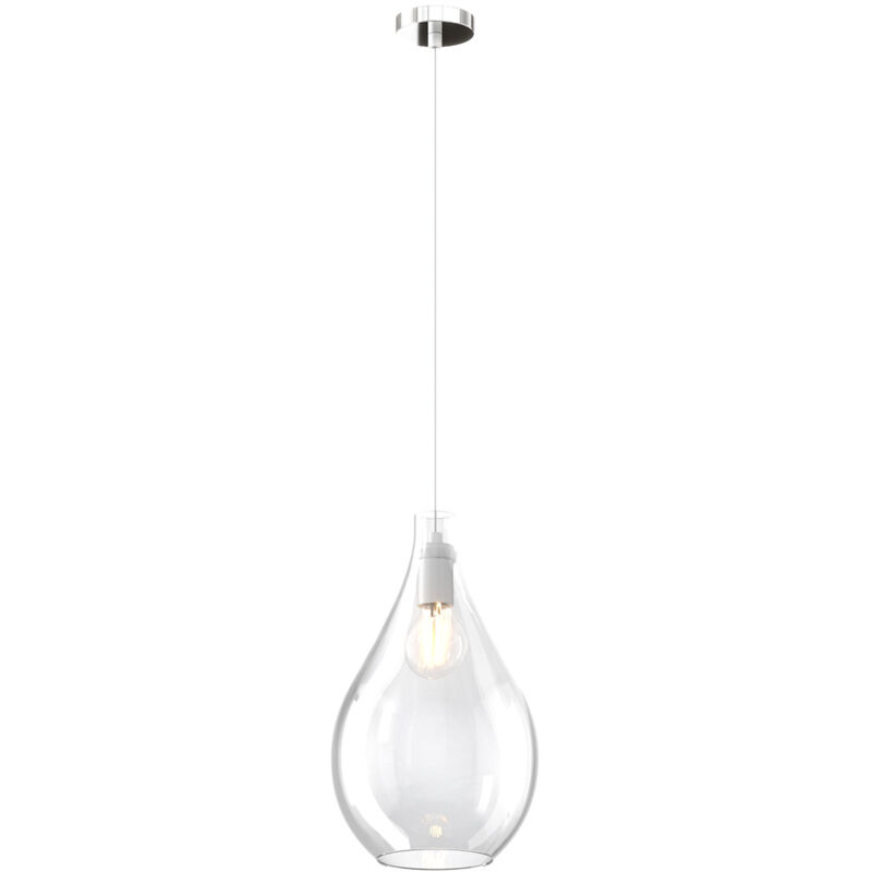 foto del prodotto top light lampadario contemporaneo drop 2.0 metallo cromo vetro medio trasp 1 luce e27