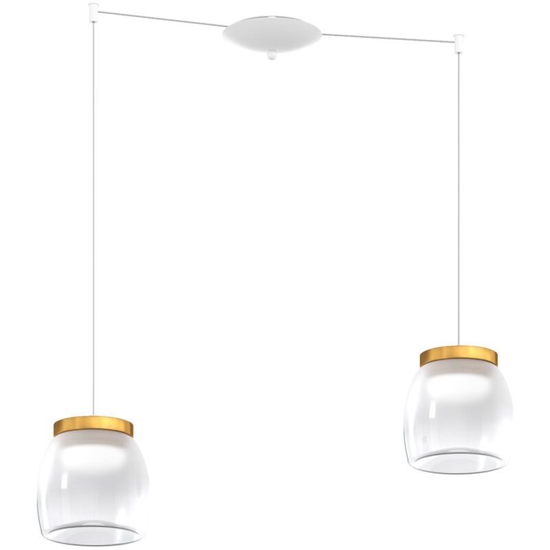 foto del prodotto top-light - lampadario contemporaneo drum metallo bianco vetro oro 2 luci led 16w calda