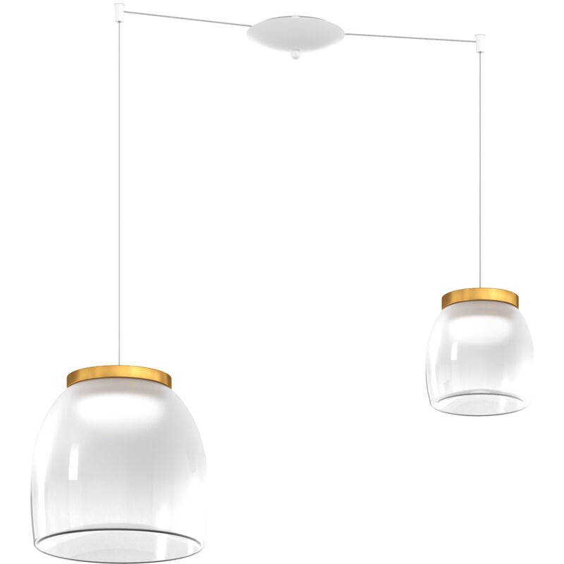 foto del prodotto top-light - lampadario contemporaneo drum metallo bianco vetro oro 2 luci led 8-16w calda