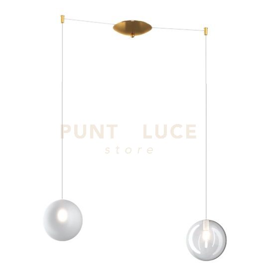 foto del prodotto top light lampadario contemporaneo eclipse metallo ottone vetro bianco trasp 2 luci g9