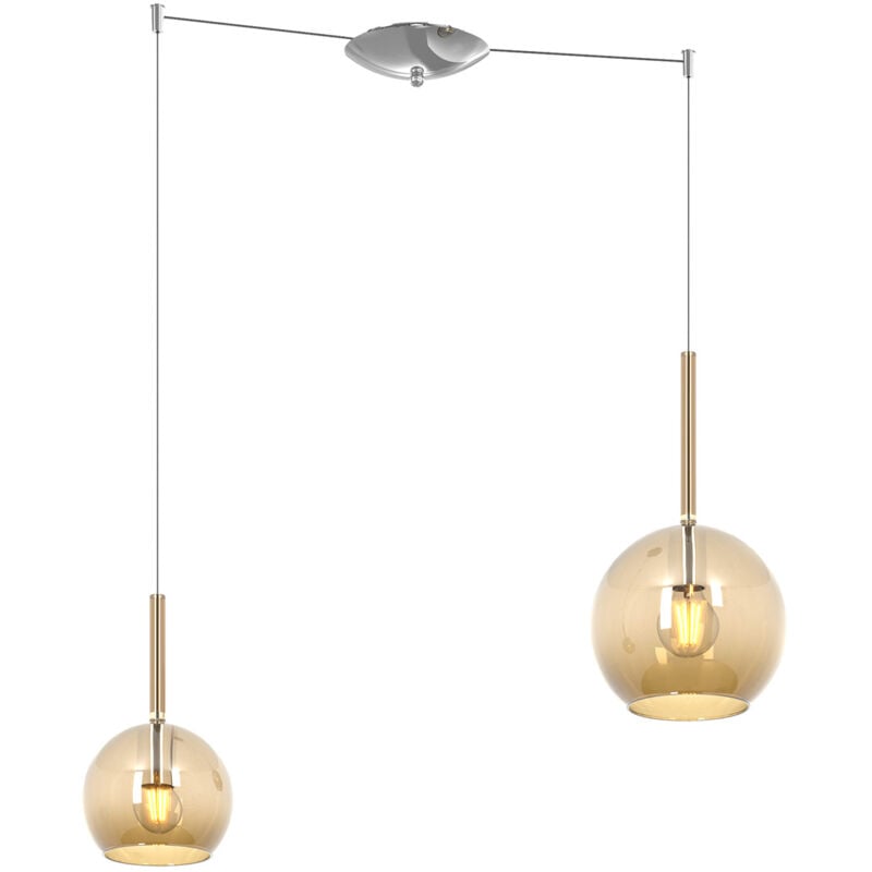 foto del prodotto top light lampadario contemporaneo future metallo cromo vetro ambra 2 luci e27