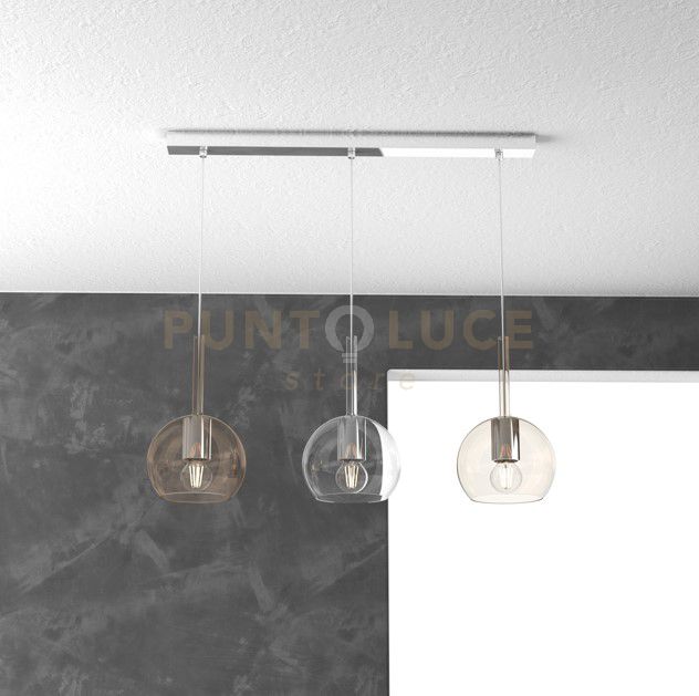 foto del prodotto top light lampadario contemporaneo future metallo cromo vetro trasp ambra 3 luci e27