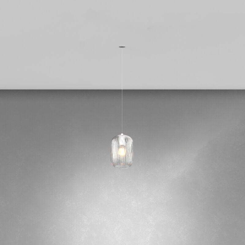 foto del prodotto top light lampadario contemporaneo tender metallo cromo vetro bianco fog 1 luce e27