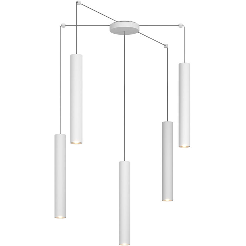 foto del prodotto top light lampadario industrial minimal xeana metallo bianco 5 luci gu10