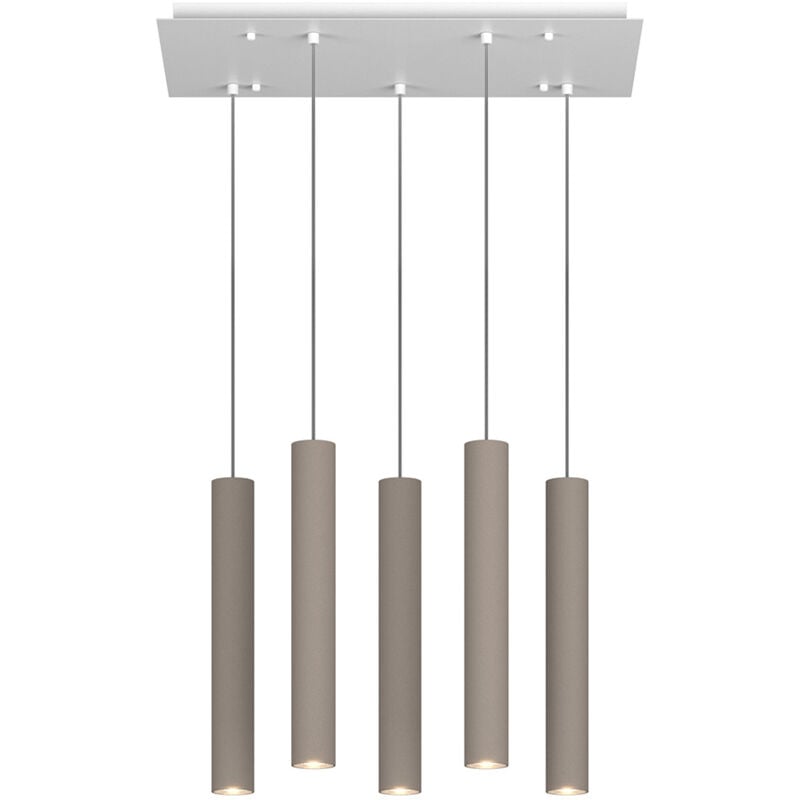 foto del prodotto top light lampadario industrial minimal xeana metallo bianco marrone 5 luci gu10