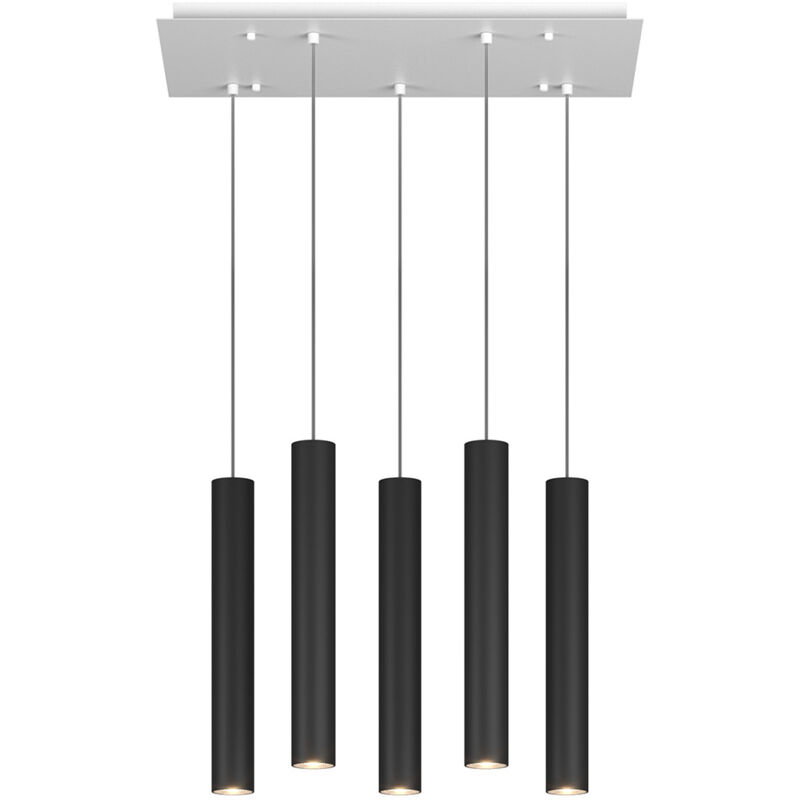 foto del prodotto top light lampadario industrial minimal xeana metallo bianco nero 5 luci gu10