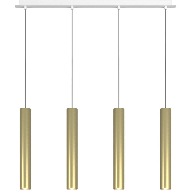 foto del prodotto top light lampadario industrial minimal xeana metallo bianco ottone 4 luci gu10