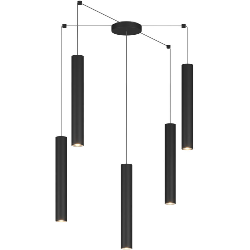 foto del prodotto top light lampadario industrial minimal xeana metallo nero 5 luci gu10