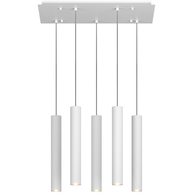 foto del prodotto top light lampadario rettangolare industrial minimal xeana metallo bianco 5 luci gu10