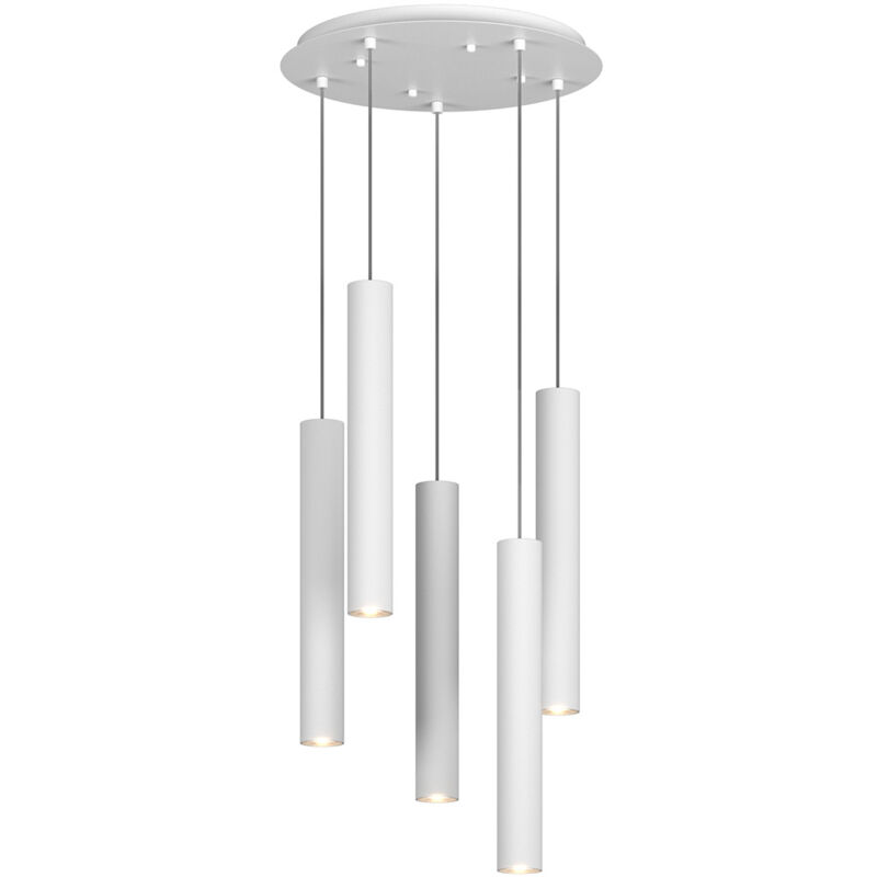 foto del prodotto top light lampadario tondo industrial minimal xeana metallo bianco 5 luci gu10