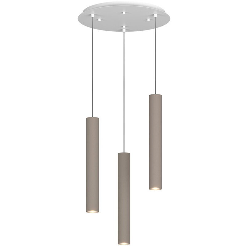 foto del prodotto top light lampadario tondo industrial minimal xeana metallo bianco marrone 3 luci gu10