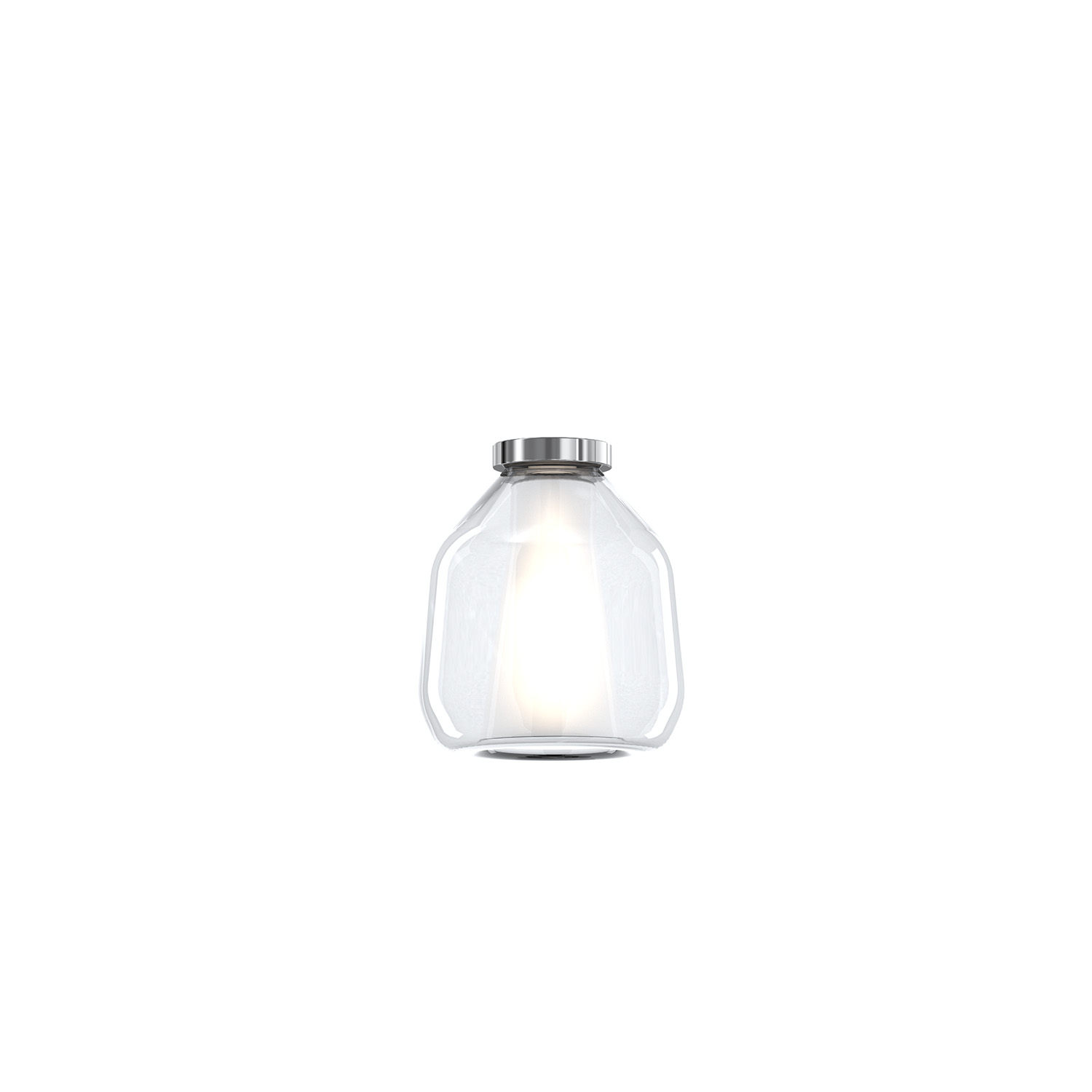 foto del prodotto top light plafoniera contemporanea double skin beta metallo cromo vetro trasp. 1 luce e27