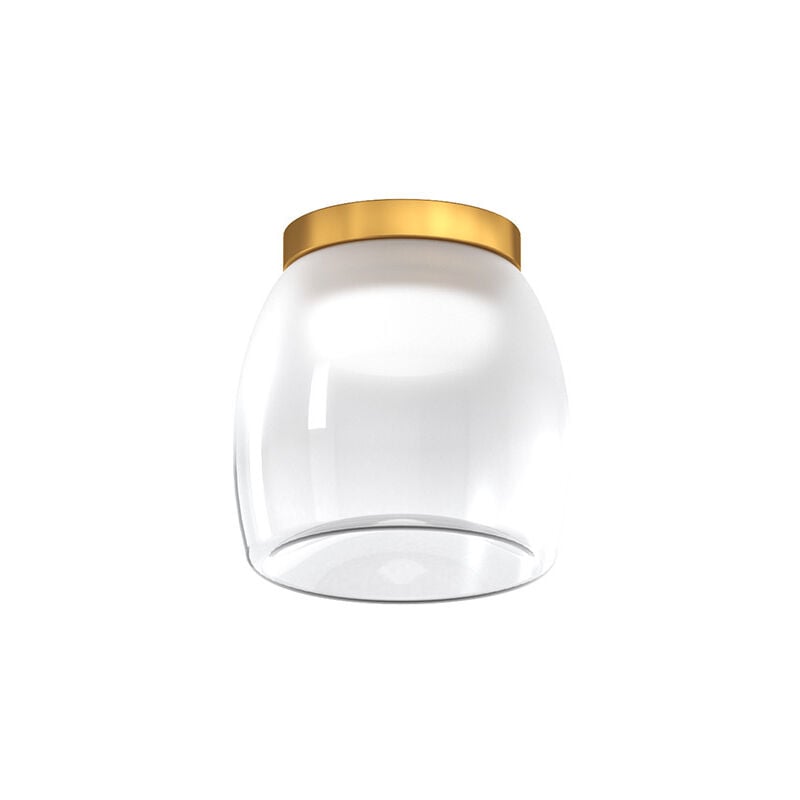 foto del prodotto top light plafoniera contemporanea drum metallo oro vetro bianco 1 luce led 8w calda