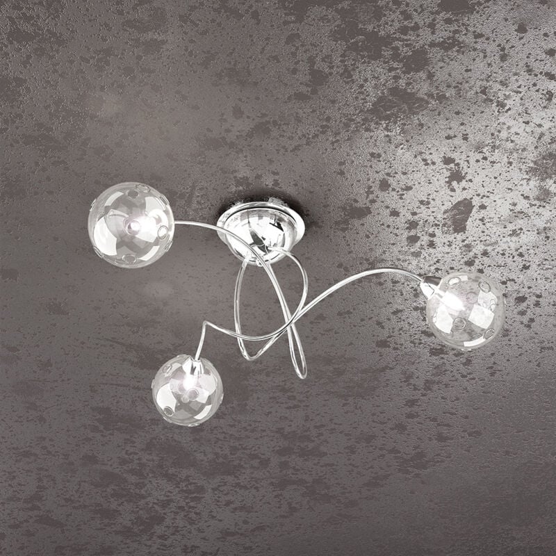 foto del prodotto top-light - plafoniera contemporanea super ball metallo cromo vetro pirex 3 luci g9