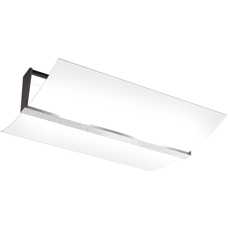 foto del prodotto top-light - plafoniera contemporanea wood met. foglia argento vetro bianco 2 luci e27 53cm