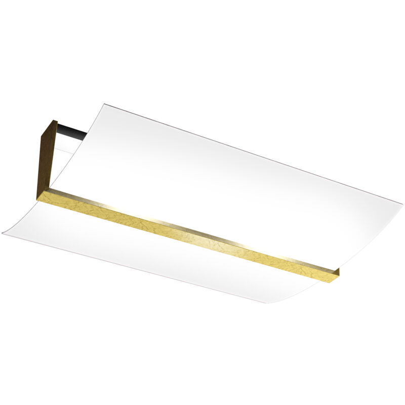 foto del prodotto top light plafoniera contemporanea wood metallo foglia oro vetro bianco 2 luci e27 53cm