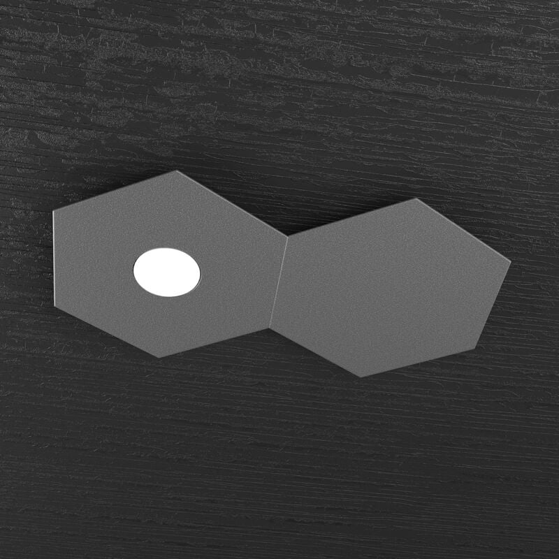 foto del prodotto top light plafoniera industrial minimal 2 moduli hexagon metallo antracite led 12w
