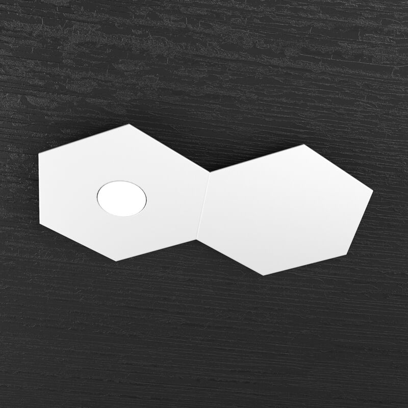 foto del prodotto top light plafoniera industrial minimal 2 moduli hexagon metallo bianco 1 luce led 12w
