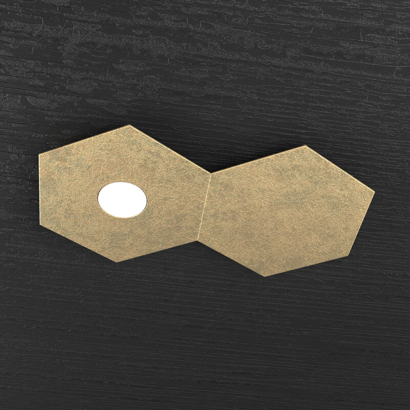 foto del prodotto top light plafoniera industrial minimal 2 moduli hexagon metallo foglia oro 1 luce led 12w