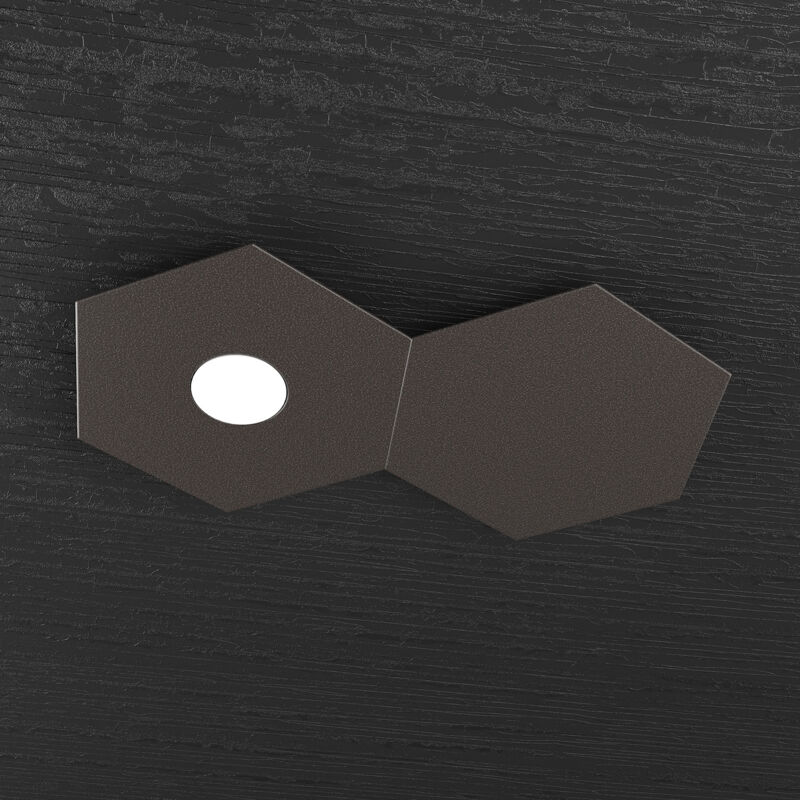 foto del prodotto top light plafoniera industrial minimal 2 moduli hexagon metallo marrone 1 luce led 12w