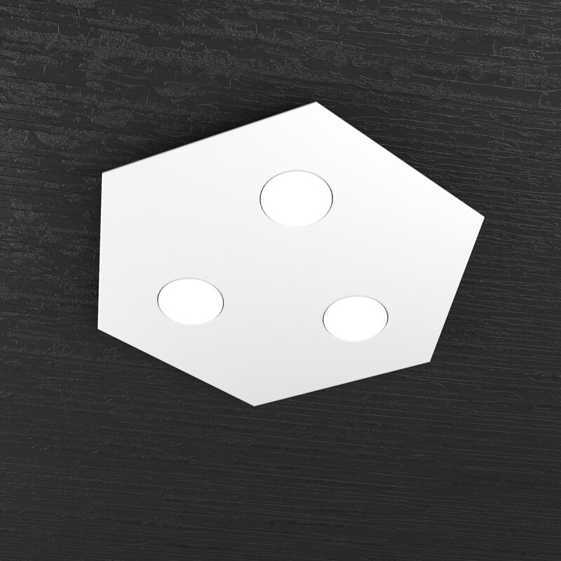 foto del prodotto top light plafoniera industrial minimal esagonale hexagon metallo bianco 3 luci led 12x3w
