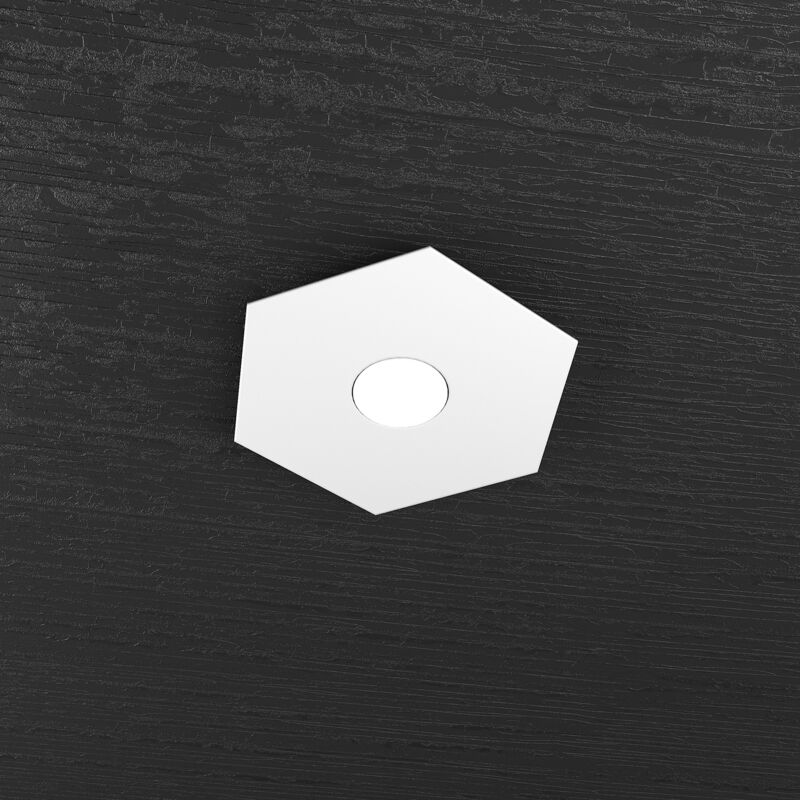 foto del prodotto top light plafoniera industrial minimal hexagon metallo bianco 1 luce led 12w