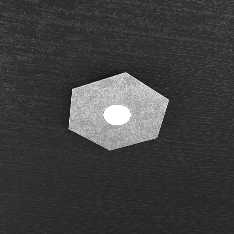 foto del prodotto top light plafoniera industrial minimal hexagon metallo foglia argento 1 luce led 12w