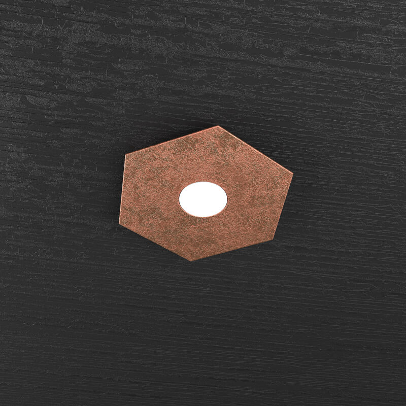foto del prodotto top light plafoniera industrial minimal hexagon metallo foglia rame 1 luce led 12w