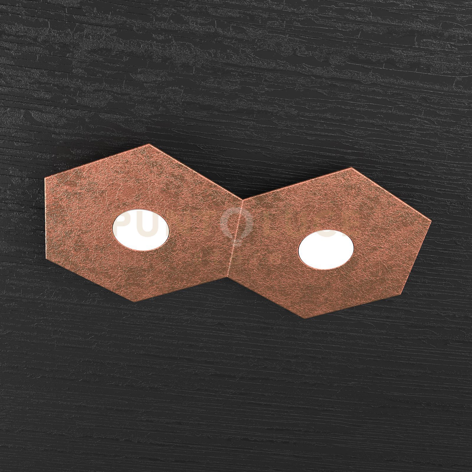 foto del prodotto top light plafoniera industrial minimal hexagon metallo foglia rame 2 luci led 12x2w