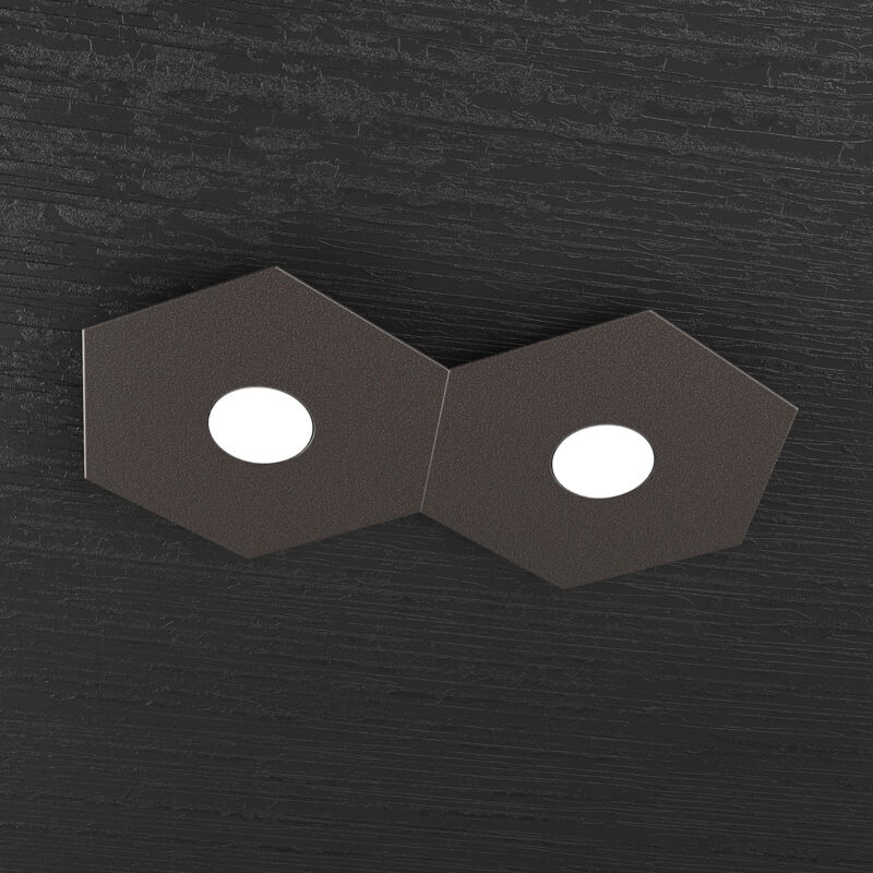 foto del prodotto top light plafoniera industrial minimal hexagon metallo marrone 2 luci led 12x2w