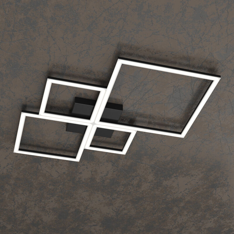foto del prodotto top light plafoniera moderna quadrata four squares alluminio nero led 90w