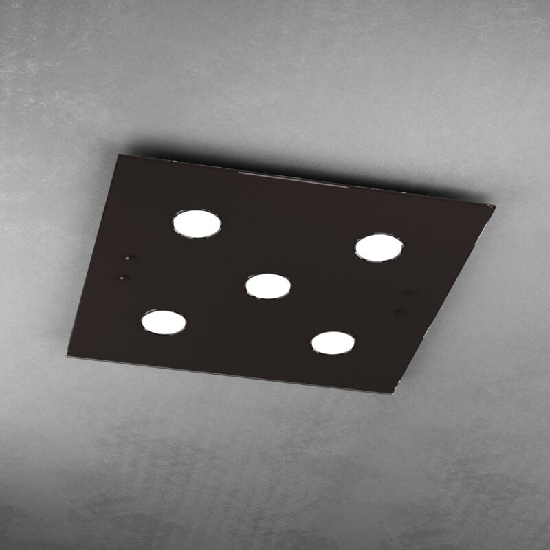 foto del prodotto top light plafoniera moderna quadrata path vetro marrone 5 luci gx53