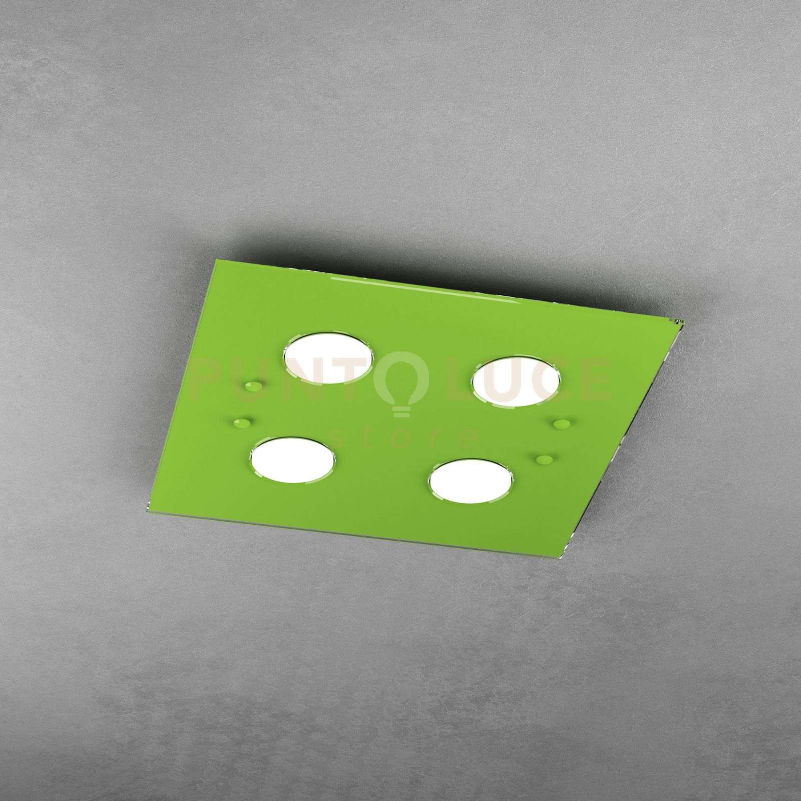 foto del prodotto top light plafoniera moderna quadrata path vetro verde 4 luci gx53