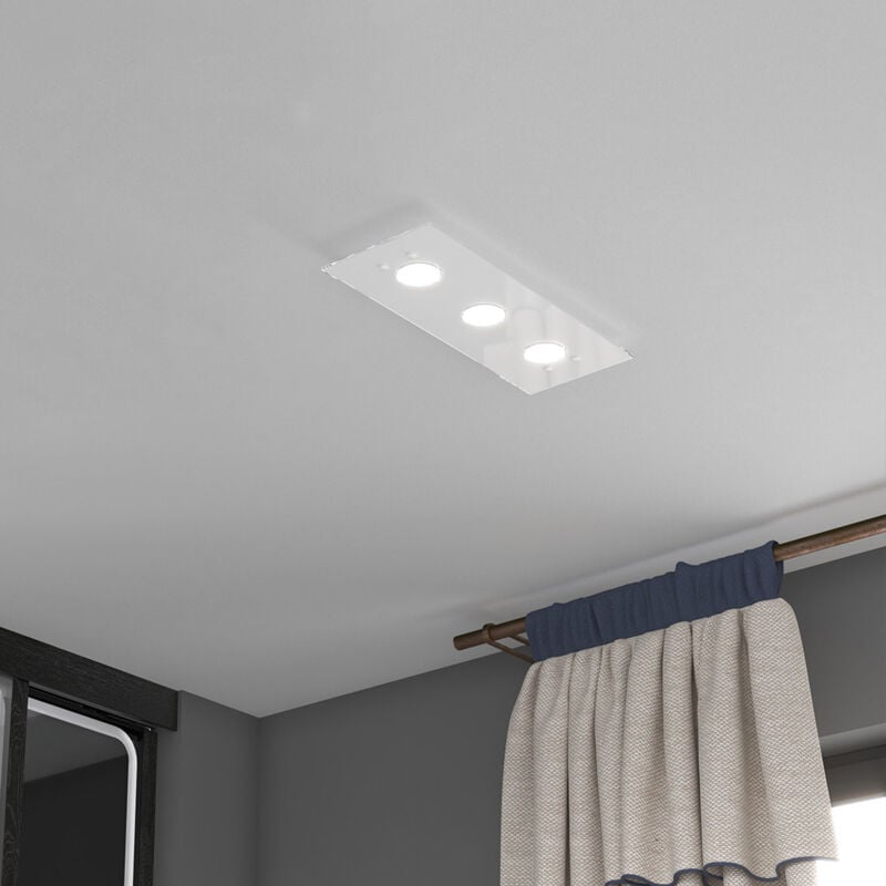 foto del prodotto top light plafoniera moderna rettangolare path vetro bianco 3 luci gx53